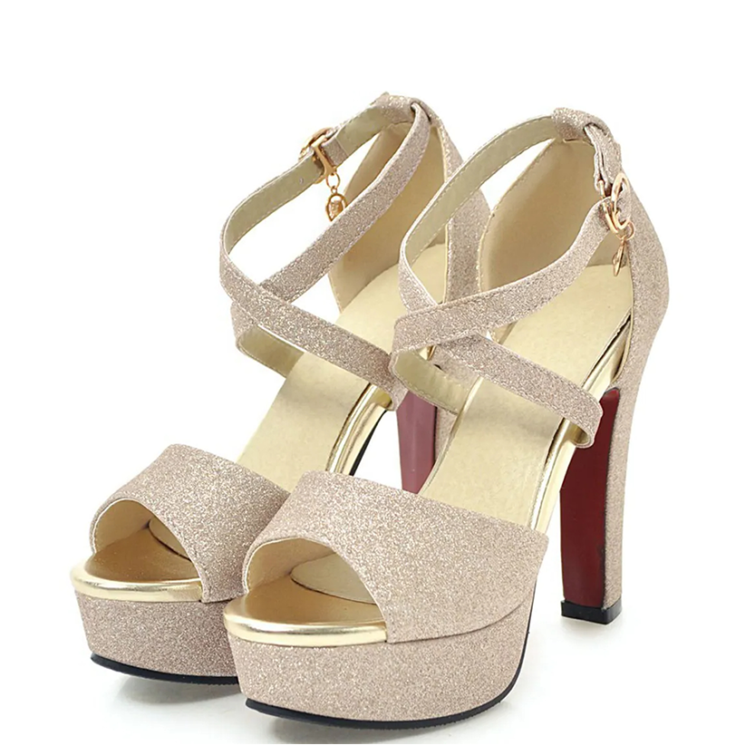 Funki Findz Shoes | Women's Sequin High Platform Sandals