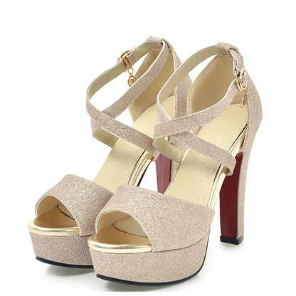 Funki Findz Shoes | Women's Sequin High Platform Sandals