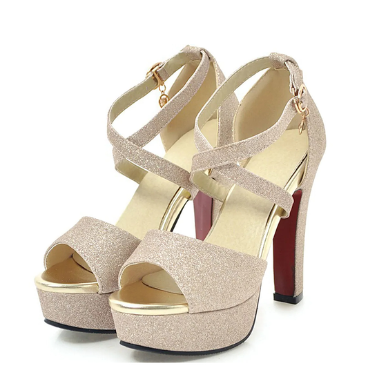 Funki Findz Shoes | Women's Sequin High Platform Sandals