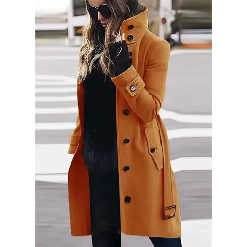 Funki Findz | Jackets | Women's Wool Blend Stand Collar Coat