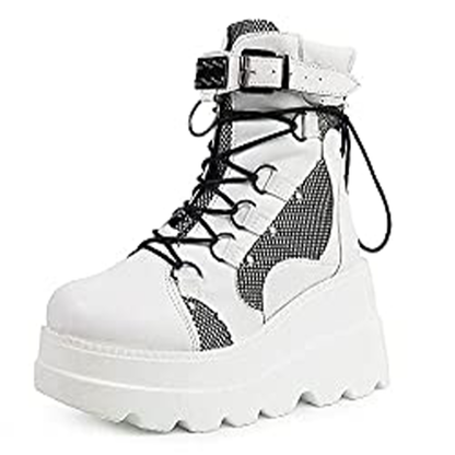 Funki Findz | Boots | Women's Goth Lace Up Platform Wedges