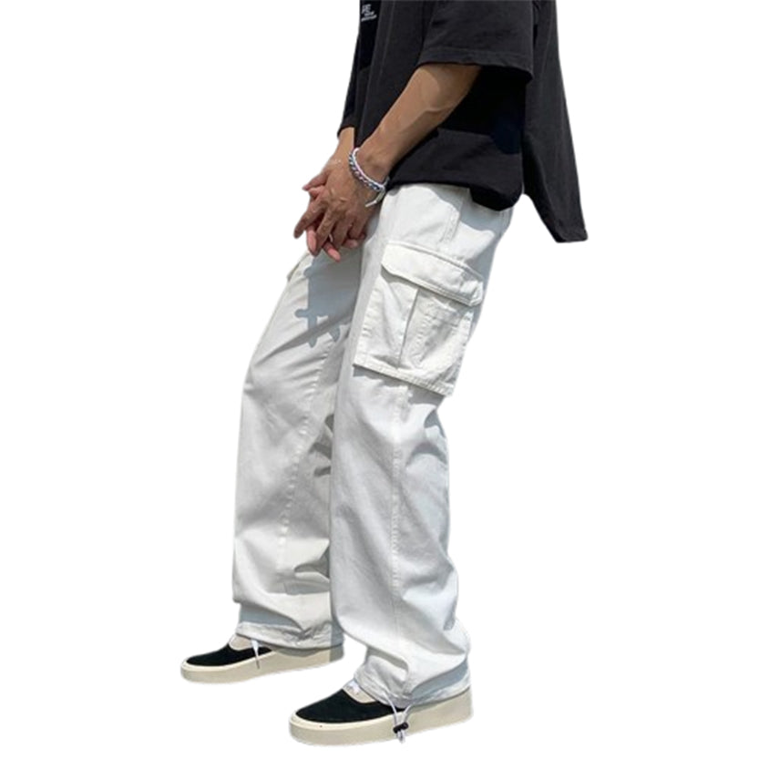 Funki Findz | Pants | Men's Loose Fit Long White Cargo Pants