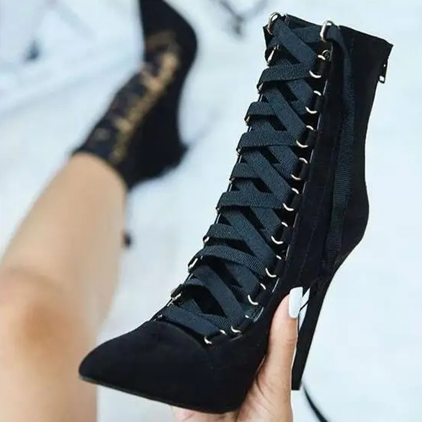 Funki Findz | Boots | Women's Lace Up High Heel Ankle Boots