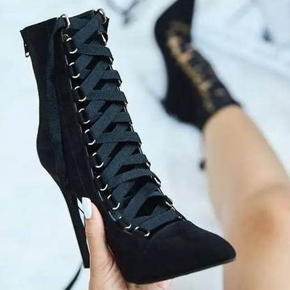 Funki Findz | Boots | Women's Lace Up High Heel Ankle Boots