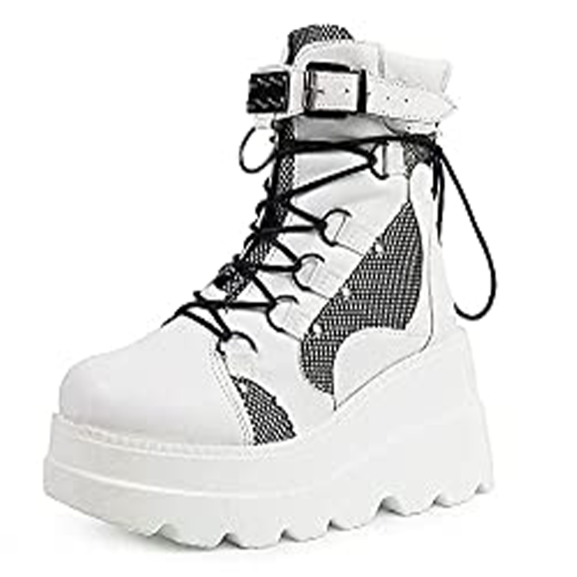 Funki Findz | Boots | Women's Goth Lace Up Platform Wedges