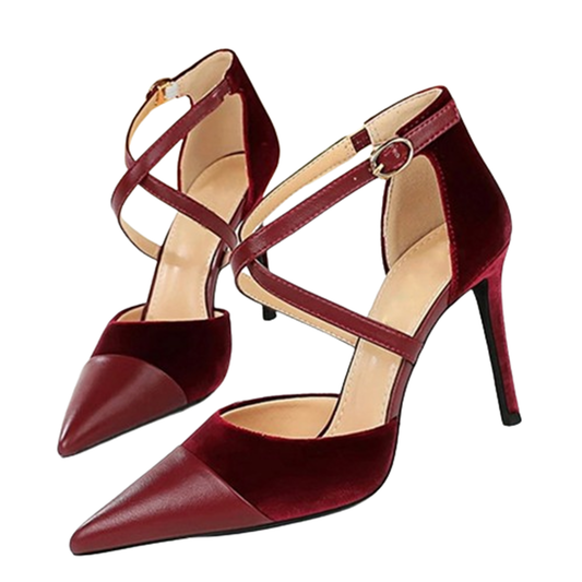 Funki Findz | Shoes | Women's Cross Strap Faux Suede Stilettos