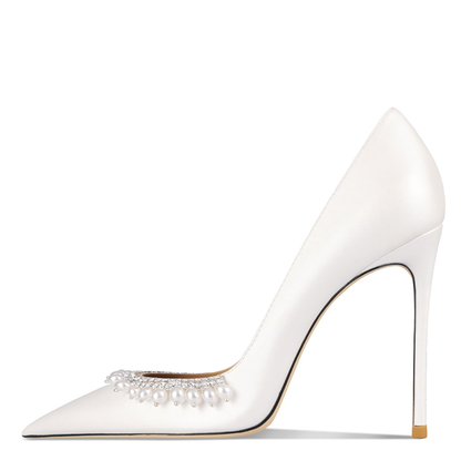 Funki Findz | Shoes | Women's Pearl Leather Wedding Stilettos