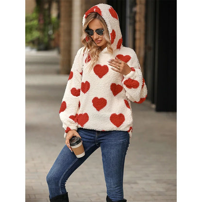 Funki Findz | Sweaters | Women's Fuzzy Heart Pocketed Hoodie