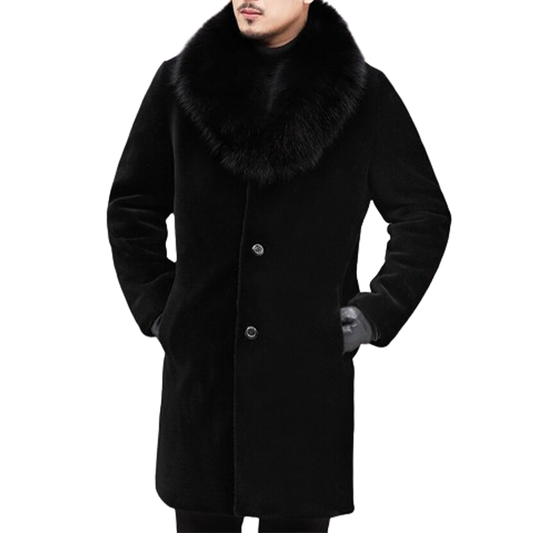 Funki Findz | Jackets | Men's Long Faux Fur Buttoned Up Coat