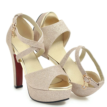 Funki Findz Shoes | Women's Sequin High Platform Sandals