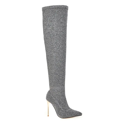 Funki Findz | Boots | Women's Cloth Leopard Print Stiletto Boots