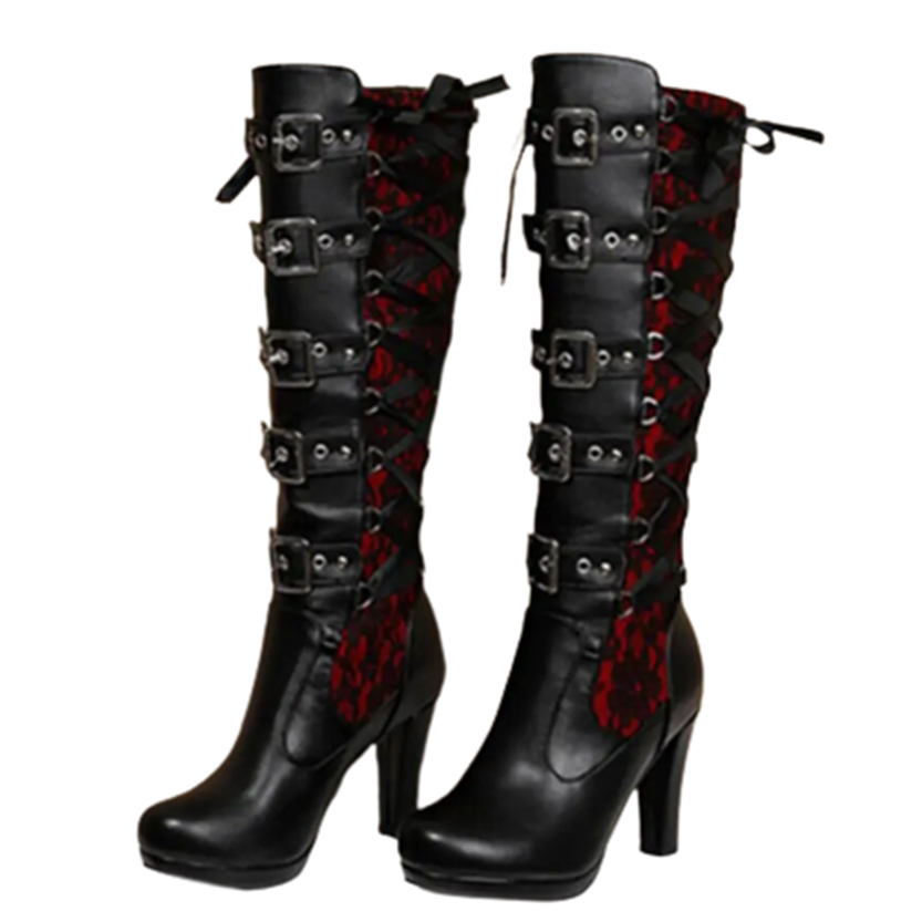 Funki Findz | Boots | Women's Ribbon Lace Up Platform Boots