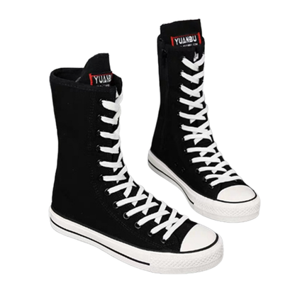 Funki Findz | Boots | Women's Calf-High Flat Canvas Sneakers