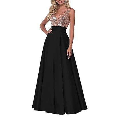 Funki Findz | Dresses | Women's Satin Sequin Evening Dress
