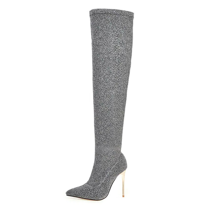 Funki Findz | Boots | Women's Cloth Leopard Print Stiletto Boots