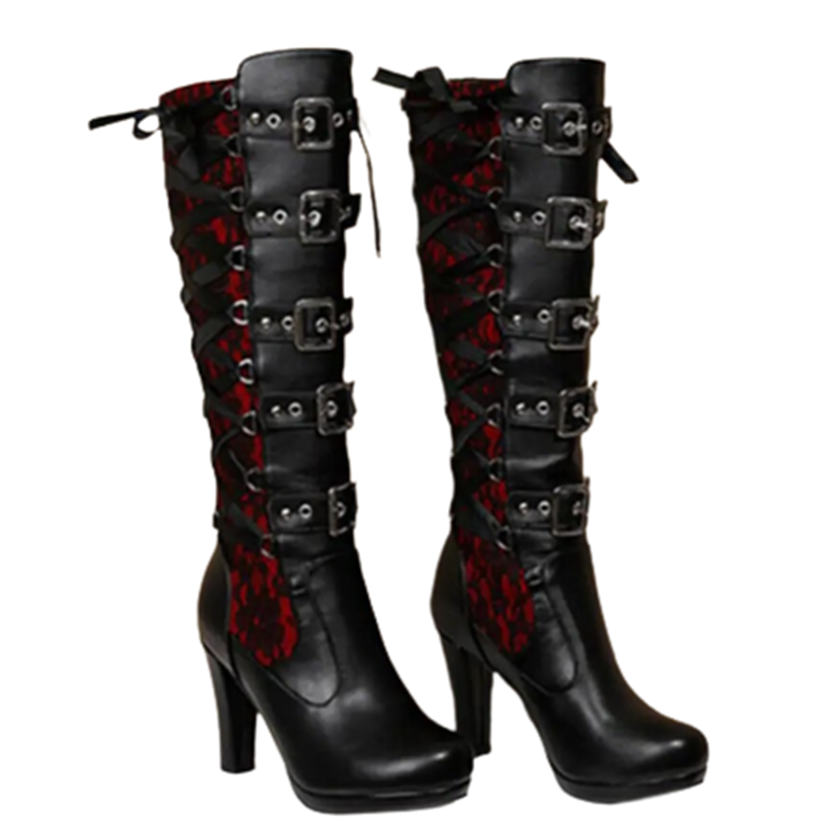 Funki Findz | Boots | Women's Ribbon Lace Up Platform Boots