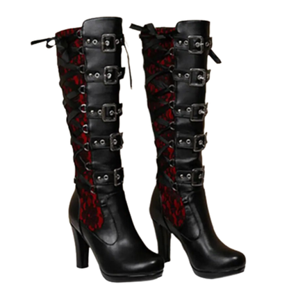 Funki Findz | Boots | Women's Ribbon Lace Up Platform Boots
