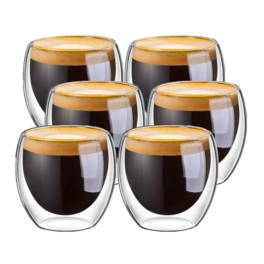 Funki Findz | Cups | Glass Double Wall Expresso Coffee Cup Set