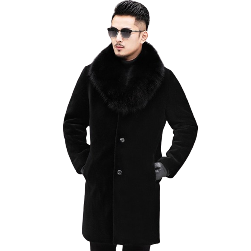 Funki Findz | Jackets | Men's Long Faux Fur Buttoned Up Coat