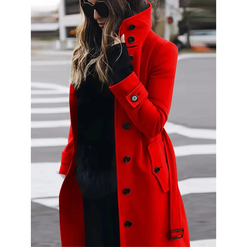 Funki Findz | Jackets | Women's Wool Blend Stand Collar Coat