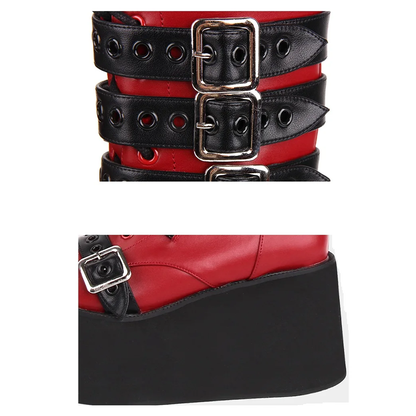 Funki Findz | Boots | Women's Gothic Buckle Strap Biker Boots
