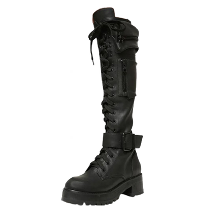Funki Findz | Boots | Women's Knee High Goth Zip Pouch Boots
