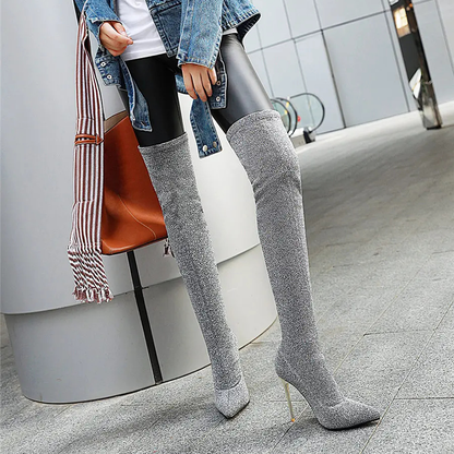 Funki Findz | Boots | Women's Cloth Leopard Print Stiletto Boots