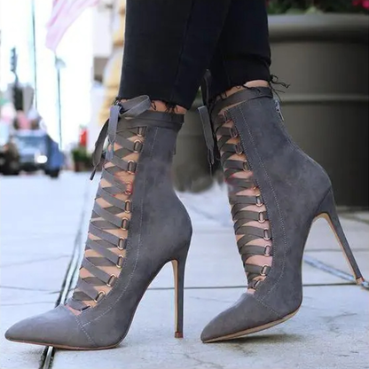 Funki Findz | Boots | Women's Lace Up High Heel Ankle Boots