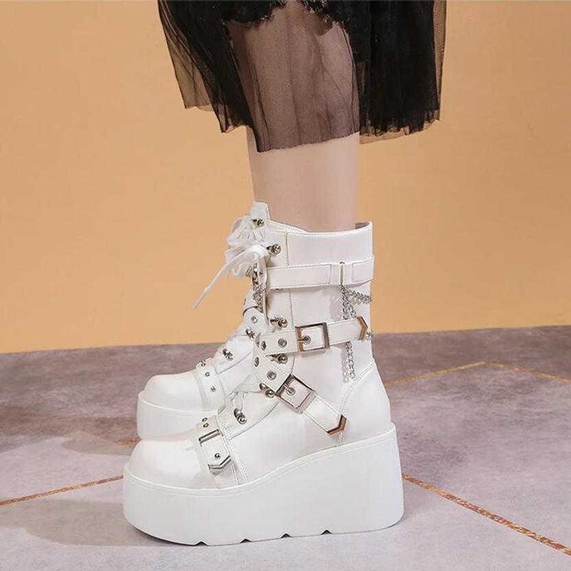 Funki Findz | Boots | Women's Multi Strap Gothic Platform Boots