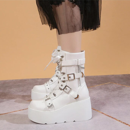 Funki Findz | Boots | Women's Multi Strap Gothic Platform Boots