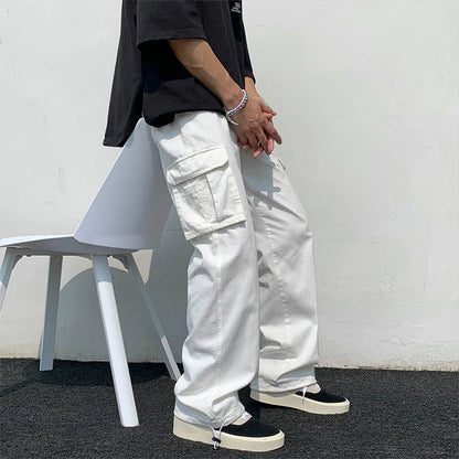 Funki Findz | Pants | Men's Loose Fit Long White Cargo Pants