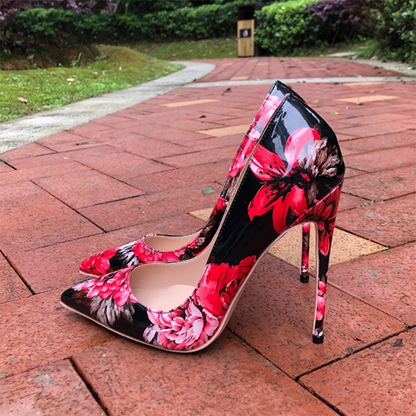 Funki Findz | Shoes | Women's Glossy Floral Print High Stilettos