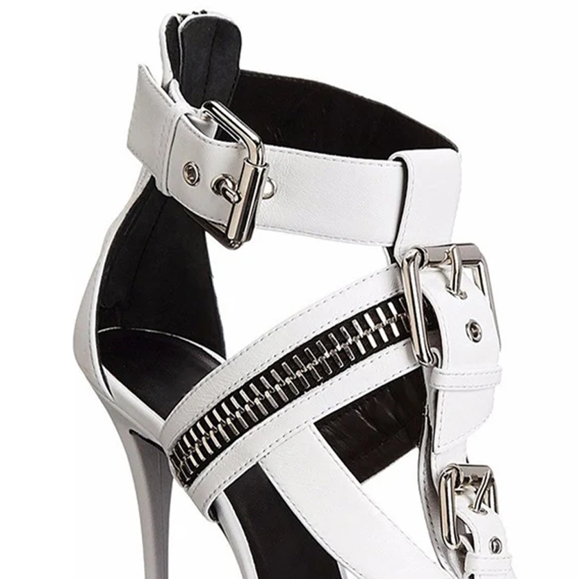 Funki Findz | Shoes | Women's Buckle Strap Zip Stiletto Sandals