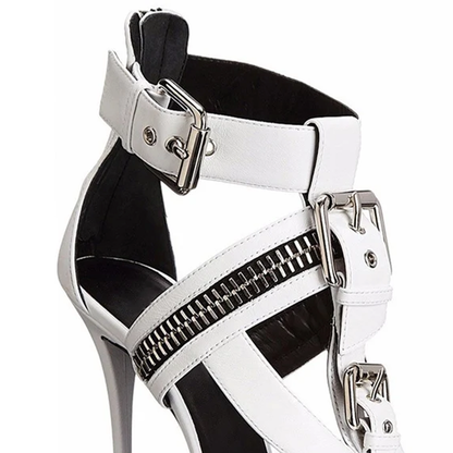 Funki Findz | Shoes | Women's Buckle Strap Zip Stiletto Sandals