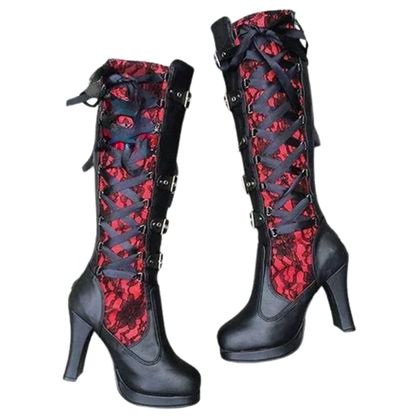 Funki Findz | Boots | Women's Ribbon Lace Up Platform Boots