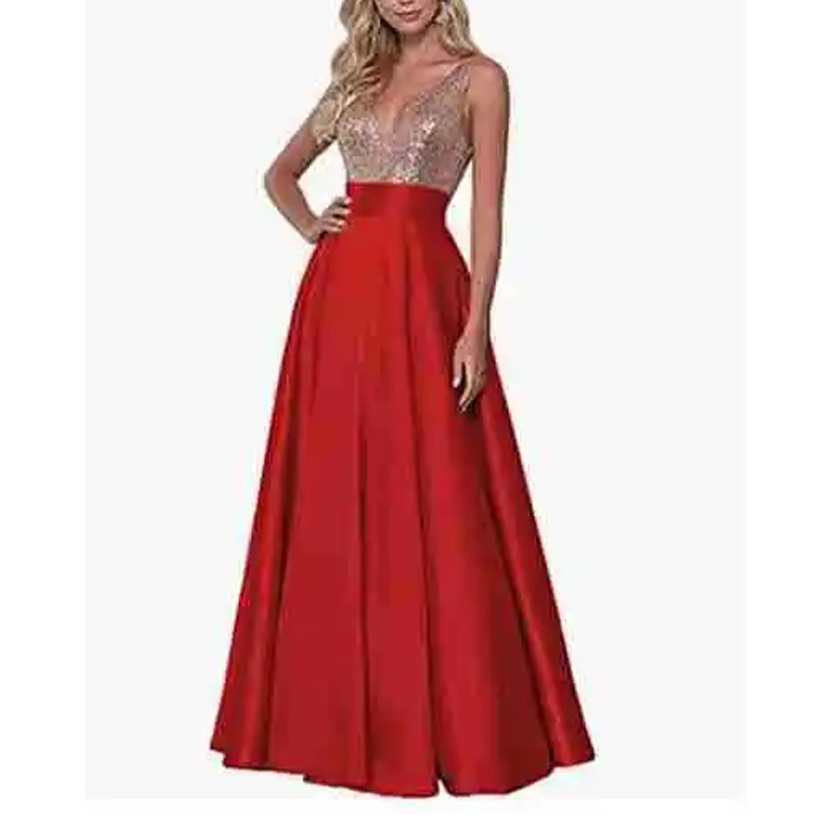 Funki Findz | Dresses | Women's Satin Sequin Evening Dress