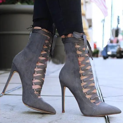 Funki Findz | Boots | Women's Lace Up High Heel Ankle Boots