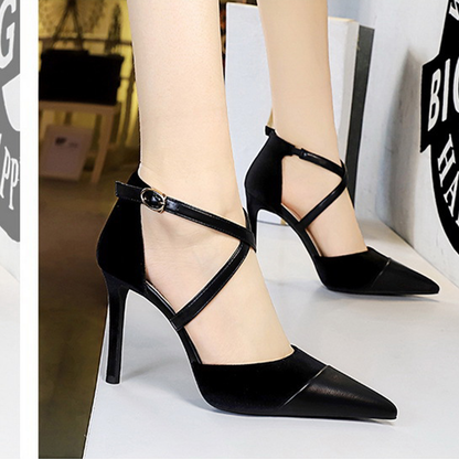 Funki Findz | Shoes | Women's Cross Strap Faux Suede Stilettos