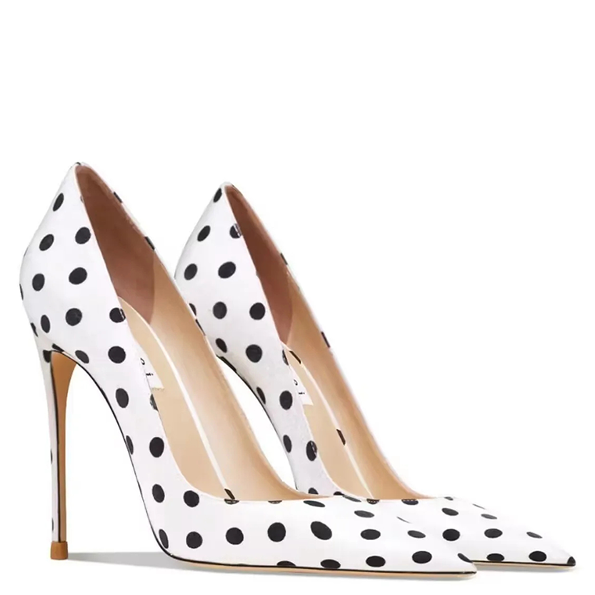 Funki Findz | Shoes | Women's Silk Polka Dot Pointed Toe Heels
