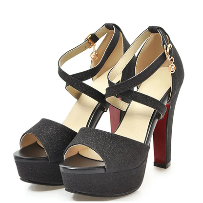 Funki Findz Shoes | Women's Sequin High Platform Sandals