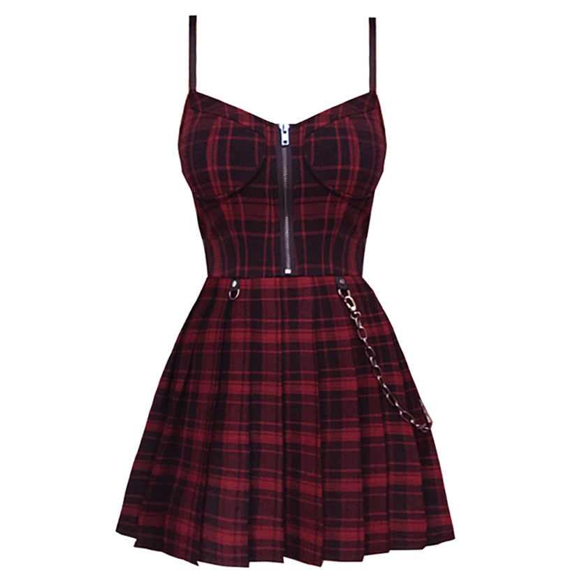 Funki Findz | Dresses | Women's Gothic Plaid Pleated Dress