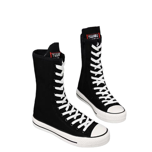 Funki Findz | Boots | Women's Calf-High Flat Canvas Sneakers