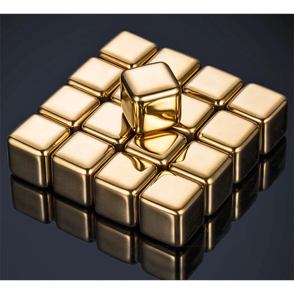 Funki Findz | Whisky Stones | Gold Stainless Steel Ice Cube Sets