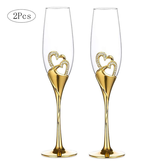 Funki Findz | Glasses | Wedding Champagne Flutes | Gold Heart