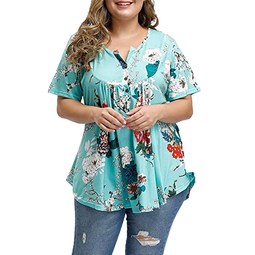 Funki Findz | Shirts | Women's Plus Floral Print Loose Fit Shirts