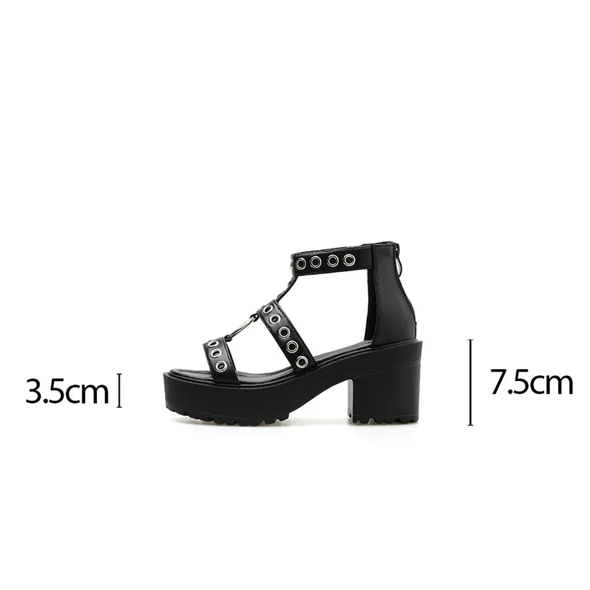 Funki Findz | Shoes | Women's Gothic Rivet Ring Platform Sandal