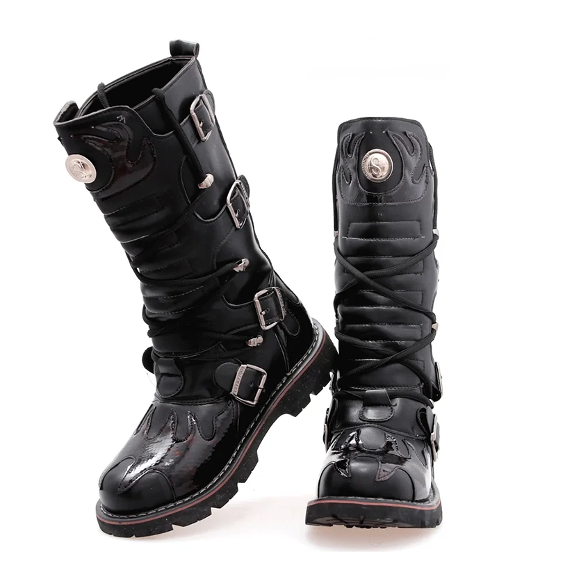 Funki Findz | Boots | Men's Knee-High Combat Motorcycle Boots