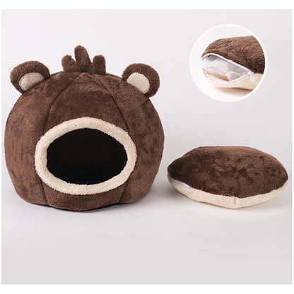 Funki Findz | Pet Beds | Cat Bed | Cute Bear Head Shaped Cat House Nest