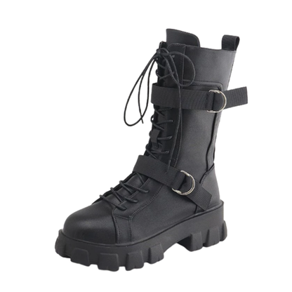 Funki Findz | Boots | Women's Lace-Up Combat Boots Biker Boot