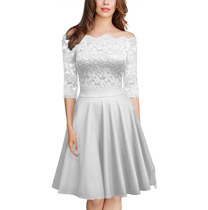 Funki Findz | Dresses | Women's Elegant Lace Chiffon Midi Dress
